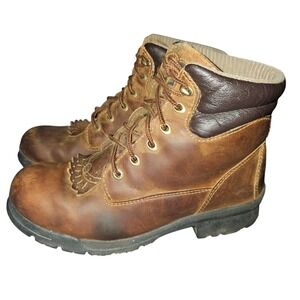 Timberland PRO Leather Work Boots Brown Lace Up Ankle Boots Women's Size 8M